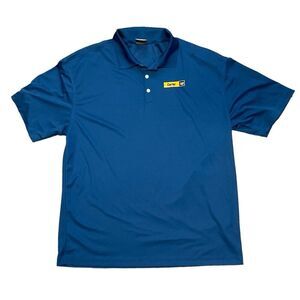 Nike Golf Mens Polo Shirt Size XXL Dri-Fit Blue Logo Short Sleeve Collar